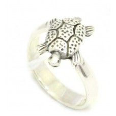Handmade Ring Unisex Jewelry 925 Sterling Silver Turtle Hand Engraved - 2
